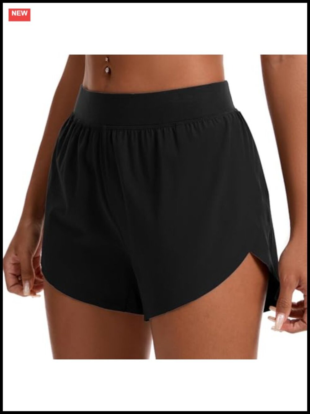 Womens Mid Waisted Dolphin Athletic Shorts Lightweight High Split Gym Workout